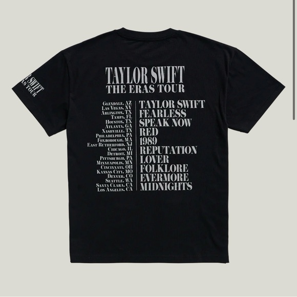 NWT Taylor Swift Eras Tour Black Tee - Picture 5 of 5